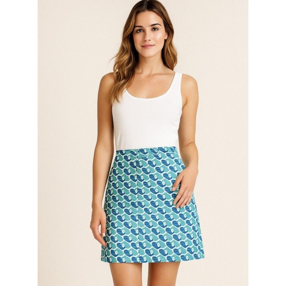 Talbots Size 4 Pencil Straight Skirt Whale‎ Print Unlined Summer Beach Preppy